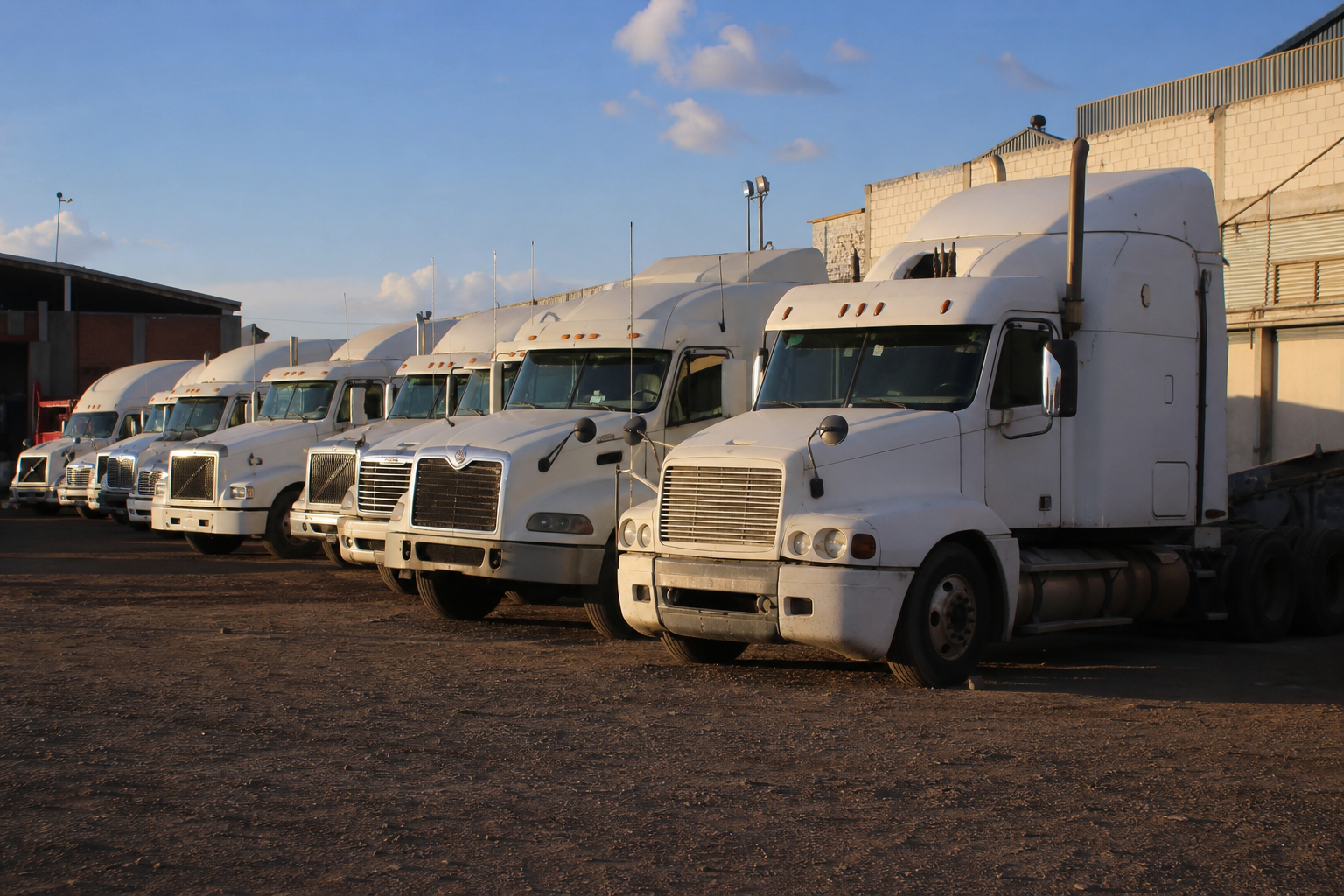 Flotilla de tractocamiones atendida con servicio y mantenimiento para transporte pesado